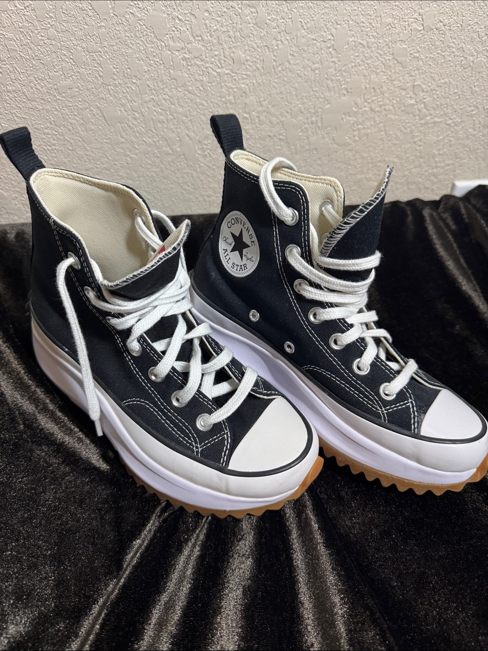 Converse Black & White High-Top Platform Sneakers 5 Chuck Taylor